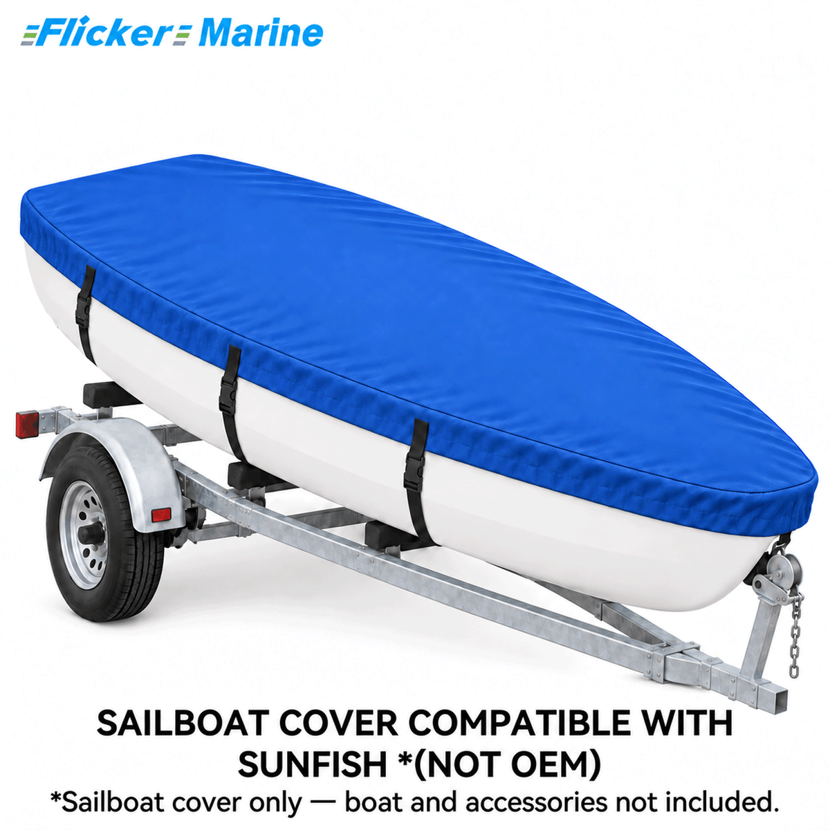 Flicker Sailboat Cover Compatible With Sunfish, Heavy Duty Waterproof UV Resistant Dinghy Boat Cover With Adjustable Buckle Straps, Available in 4 colors