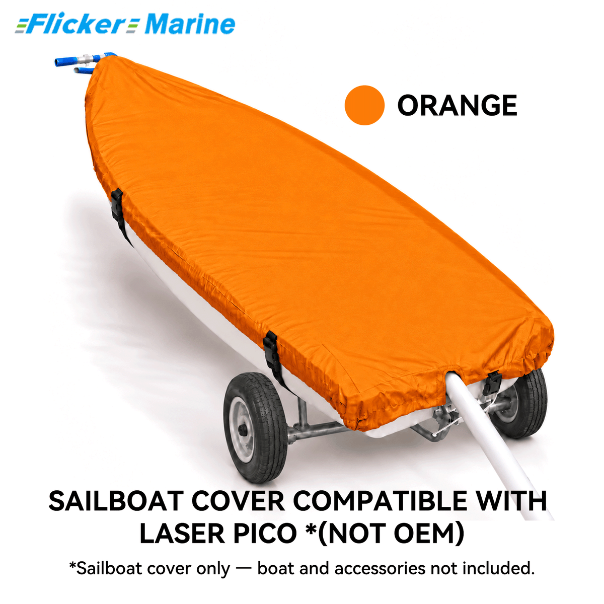 Flicker Sailboat Cover Compatible With Laser Pico, Heavy Duty Waterproof UV Resistant Dinghy Boat Cover With Adjustable Buckle Straps, Multi Color Options