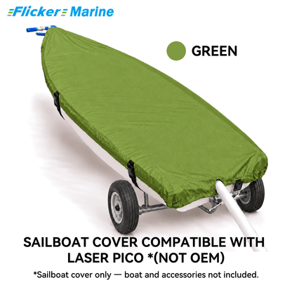 Flicker Sailboat Cover Compatible With Laser Pico, Heavy Duty Waterproof UV Resistant Dinghy Boat Cover With Adjustable Buckle Straps, Multi Color Options