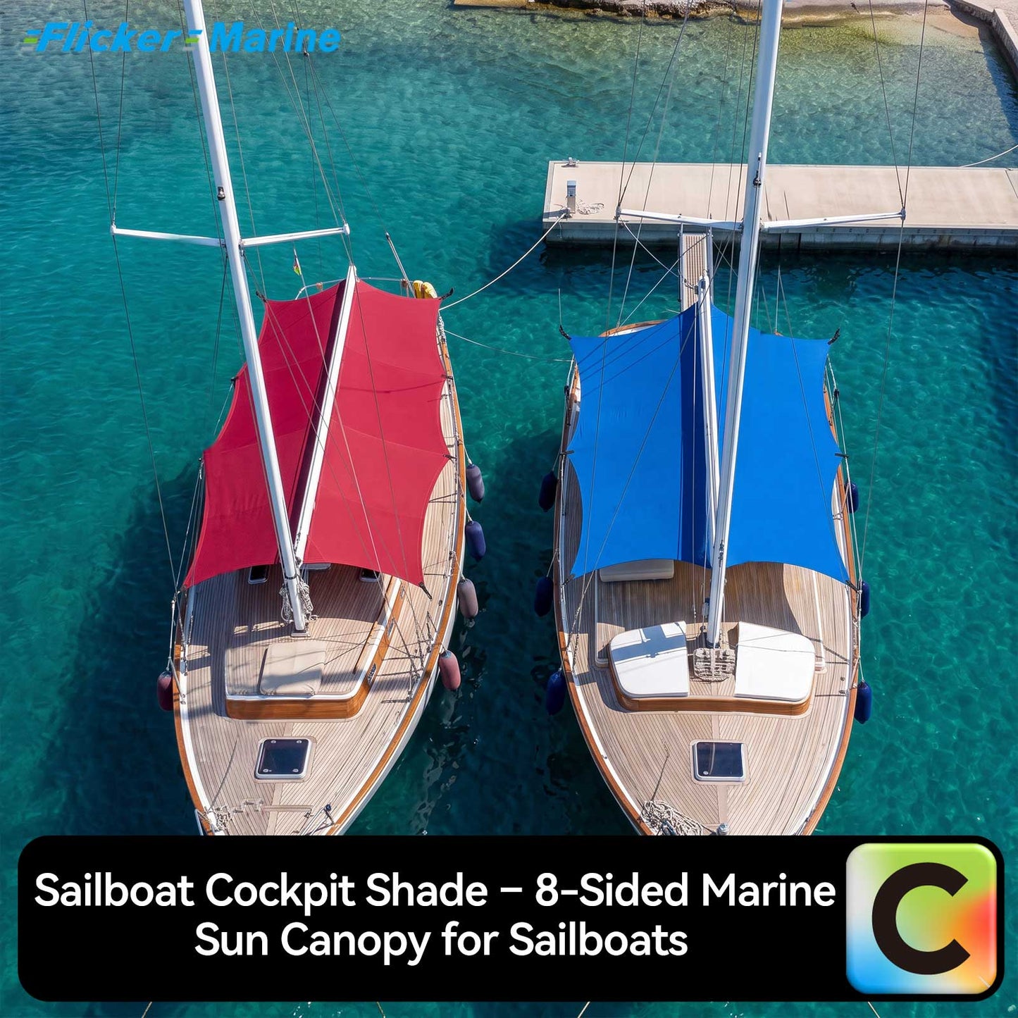 Sailboat Cockpit Shade – 8-Sided Marine Sun Canopy for Sailboats
