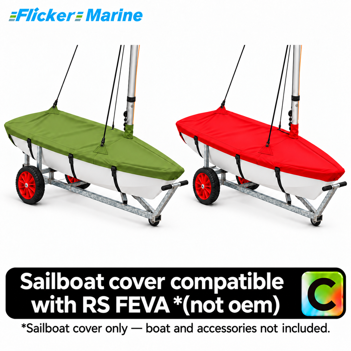 Flicker Marine Polyester Sailboat Travel Cover, Waterproof Anti-UV Outdoor Protective Cover Compatible With RS FEVA