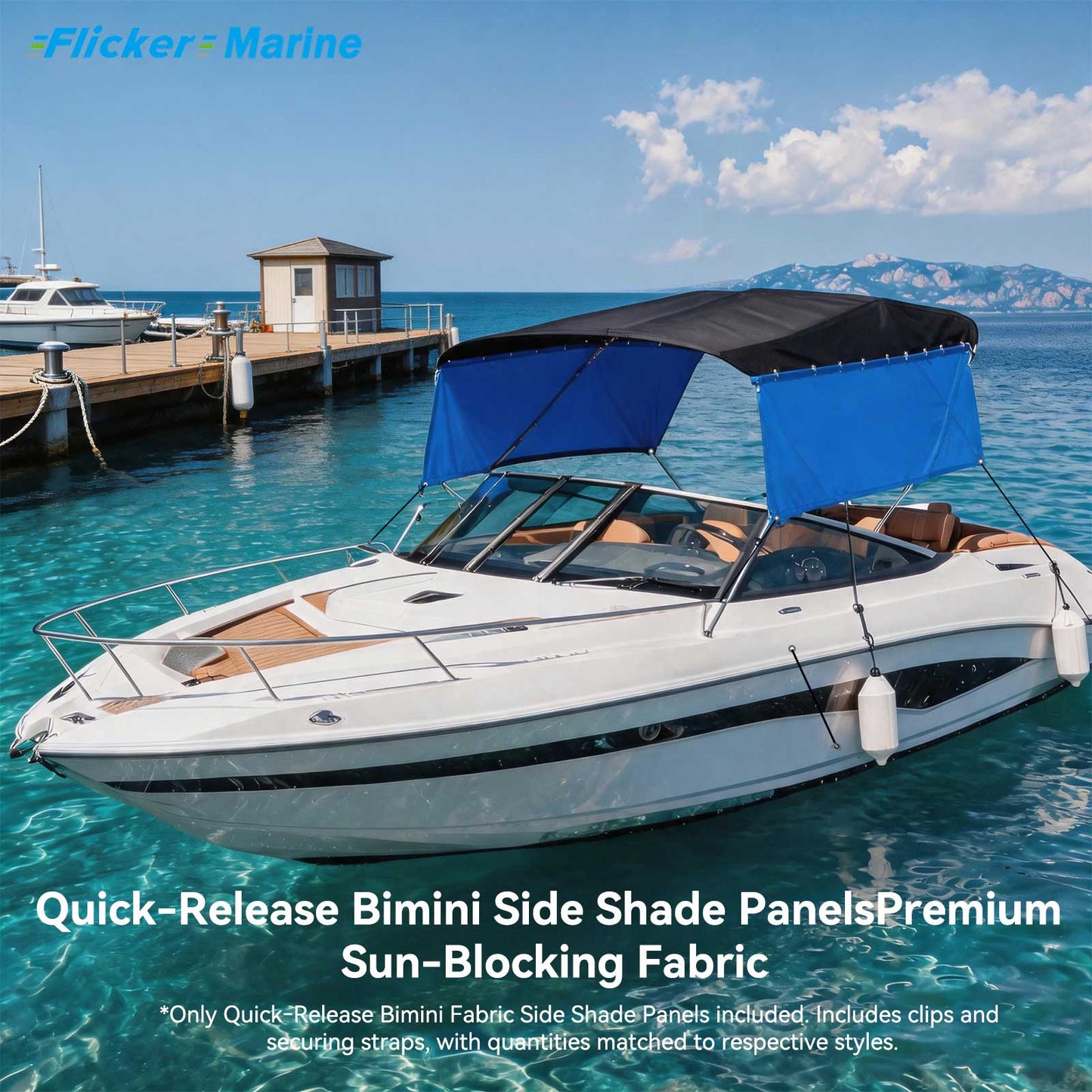 Quick-Release Bimini Side Shade Panels – Premium Sun-Blocking Fabric for Boat Bimini Tops