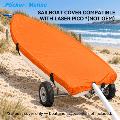 Flicker Sailboat Cover Compatible With Laser Pico, Heavy Duty Waterproof UV Resistant Dinghy Boat Cover With Adjustable Buckle Straps, Multi Color Options
