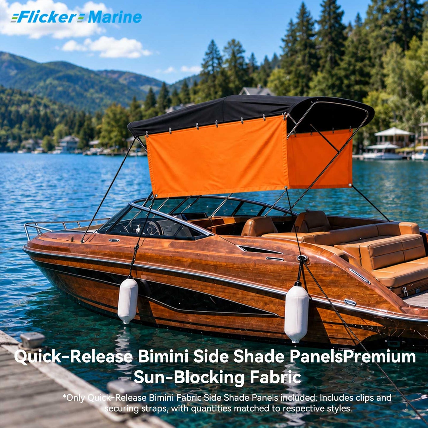 Quick-Release Bimini Side Shade Panels – Premium Sun-Blocking Fabric for Boat Bimini Tops