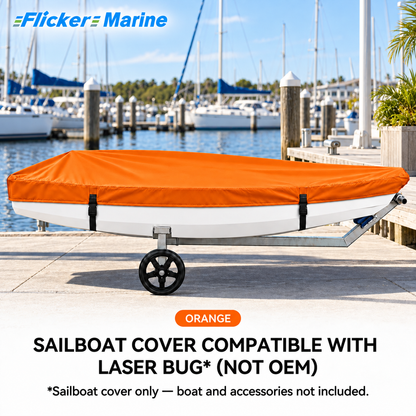 Flicker Sailboat Cover Compatible With Laser Bug, Heavy Duty Waterproof UV Resistant Dinghy Boat Cover With Adjustable Buckle Straps, Available in 4 colors