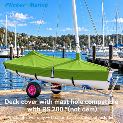 Flicker Marine Sailboat Deck Cover with Mast Hole, Polyester Waterproof Anti-UV, Compatible With RS 200 Sailboat, Multi Color Optional