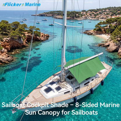 Sailboat Cockpit Shade – 8-Sided Marine Sun Canopy for Sailboats