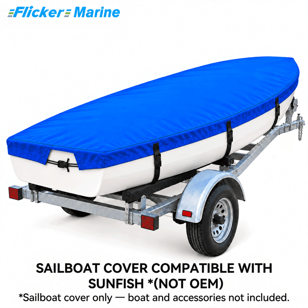 Flicker Sailboat Cover Compatible With Sunfish, Heavy Duty Waterproof UV Resistant Dinghy Boat Cover With Adjustable Buckle Straps, Available in 4 colors