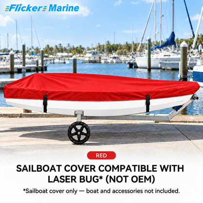 Flicker Sailboat Cover Compatible With Laser Bug, Heavy Duty Waterproof UV Resistant Dinghy Boat Cover With Adjustable Buckle Straps, Available in 4 colors