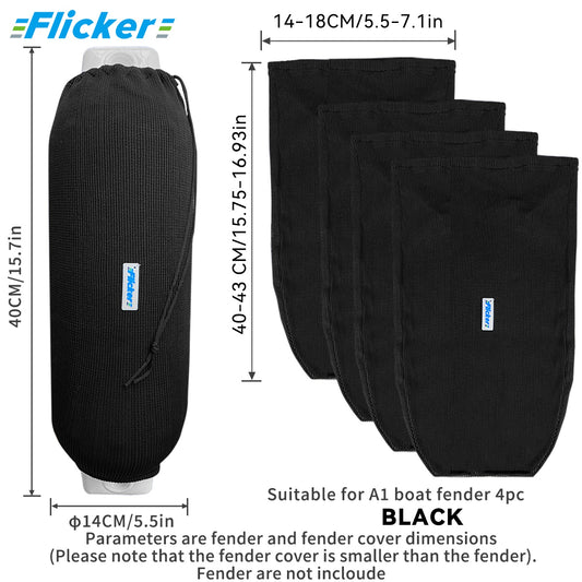 Acrylic Boat Fender Cover, Marine Fender Protector Sleeve, 3 Sizes, 2/4 Pack