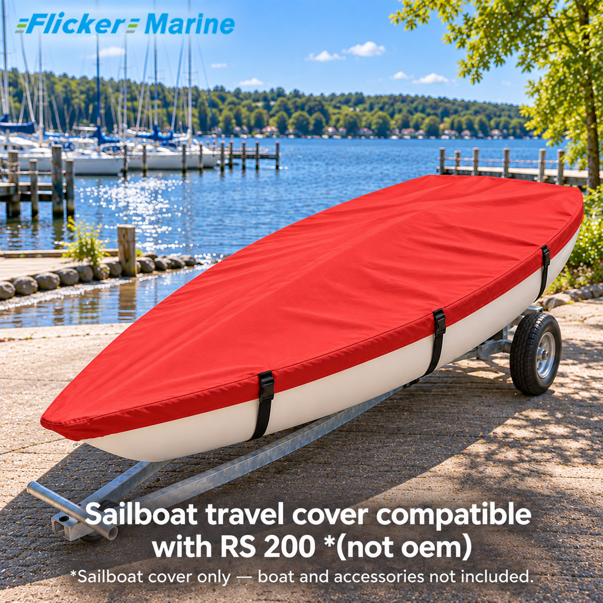 Flicker Marine Sailboat Deck Cover with Mast Hole, Polyester Waterproof Anti-UV, Compatible With RS 200 Sailboat, Multi Color Optional