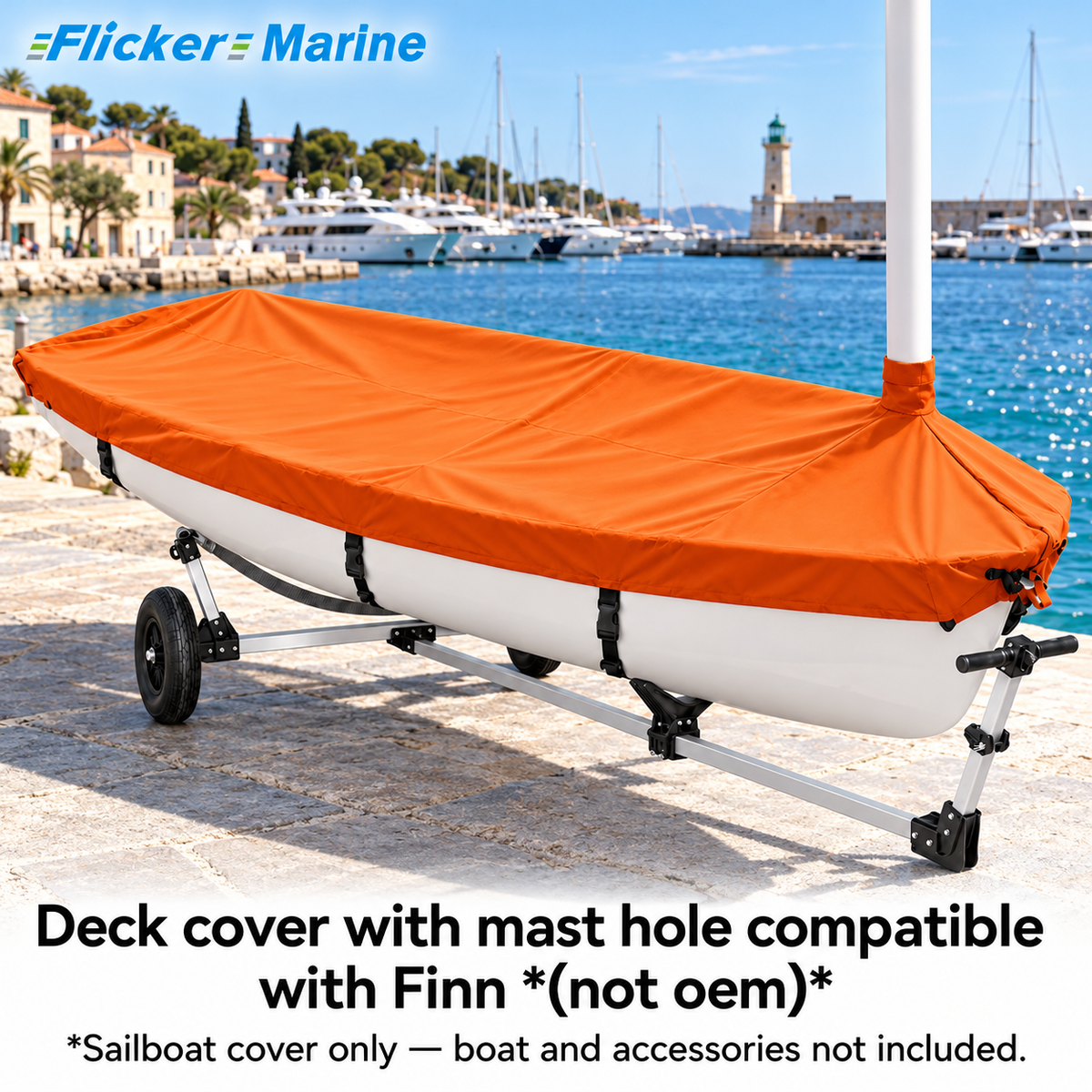 Flicker Marine Polyester Sailboat Travel Cover, Waterproof Anti-UV Outdoor Sail Protector Compatible With Finn