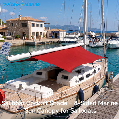 Sailboat Cockpit Shade – 8-Sided Marine Sun Canopy for Sailboats