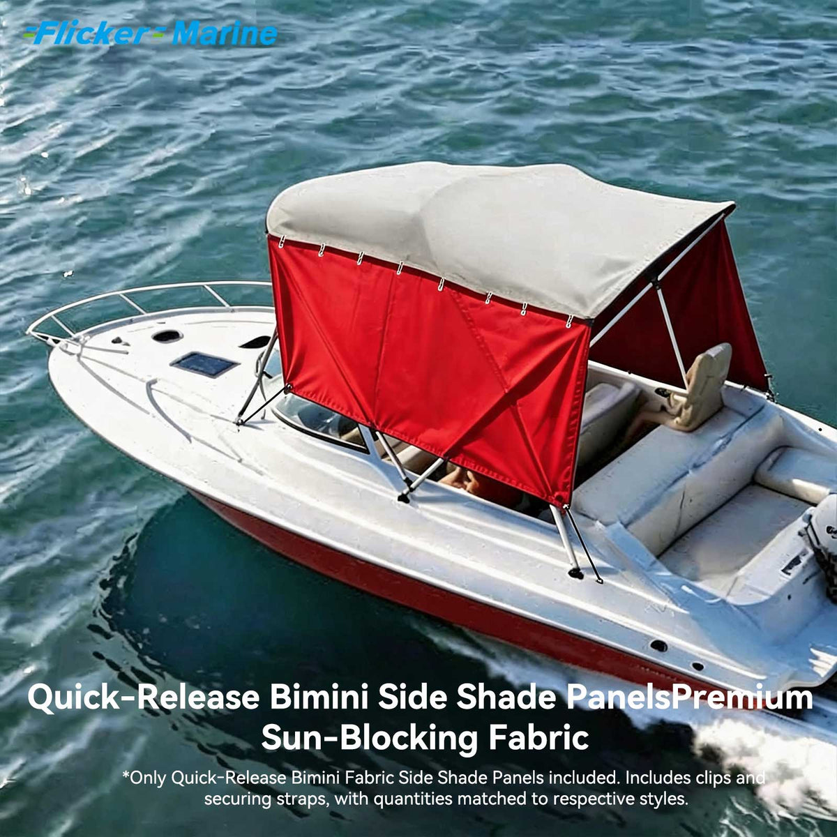 Quick-Release Bimini Side Shade Panels – Premium Sun-Blocking Fabric for Boat Bimini Tops