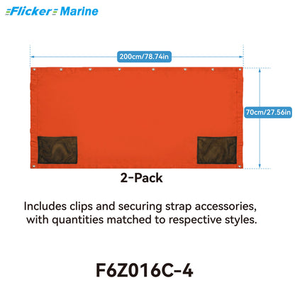 Bimini Side Shade Fabric Kit – 2 Side Fabric Panels for Boat Bimini Tops, Removable Side Shade Curtains