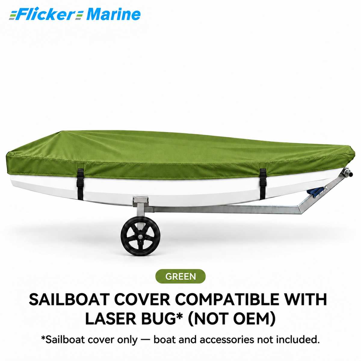 Flicker Sailboat Cover Compatible With Laser Bug, Heavy Duty Waterproof UV Resistant Dinghy Boat Cover With Adjustable Buckle Straps, Available in 4 colors