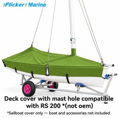 Flicker Marine Sailboat Deck Cover with Mast Hole, Polyester Waterproof Anti-UV, Compatible With RS 200 Sailboat, Multi Color Optional