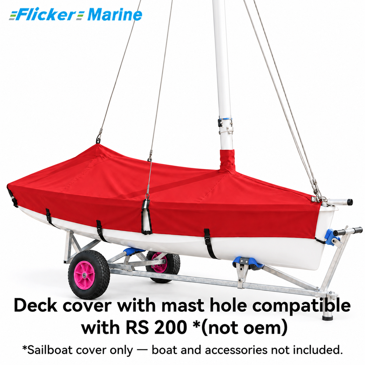 Flicker Marine Sailboat Deck Cover with Mast Hole, Polyester Waterproof Anti-UV, Compatible With RS 200 Sailboat, Multi Color Optional