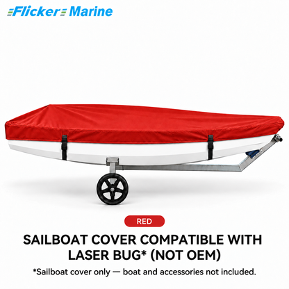 Flicker Sailboat Cover Compatible With Laser Bug, Heavy Duty Waterproof UV Resistant Dinghy Boat Cover With Adjustable Buckle Straps, Available in 4 colors