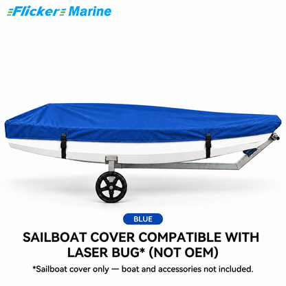 Flicker Sailboat Cover Compatible With Laser Bug, Heavy Duty Waterproof UV Resistant Dinghy Boat Cover With Adjustable Buckle Straps, Available in 4 colors
