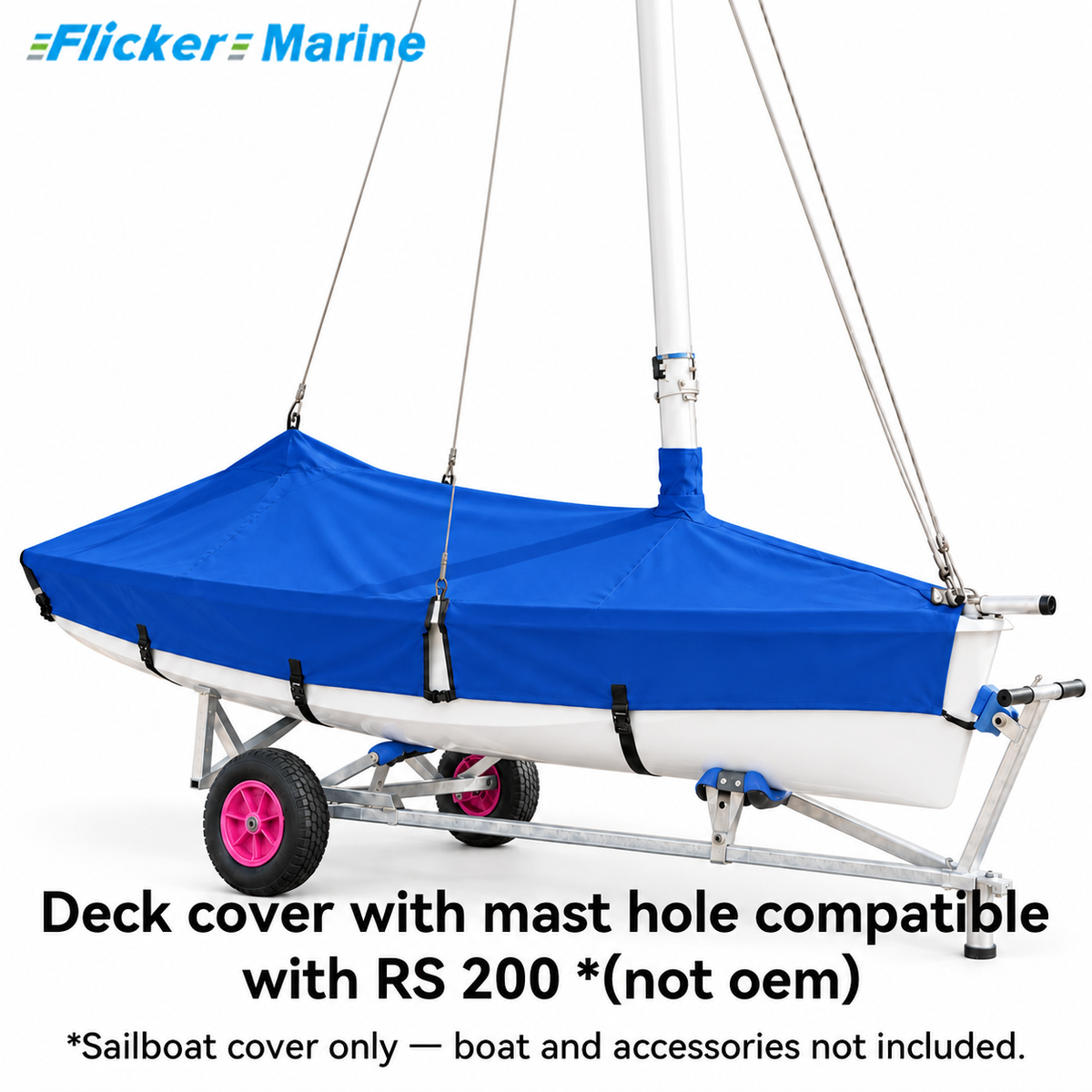 Flicker Marine Sailboat Deck Cover with Mast Hole, Polyester Waterproof Anti-UV, Compatible With RS 200 Sailboat, Multi Color Optional