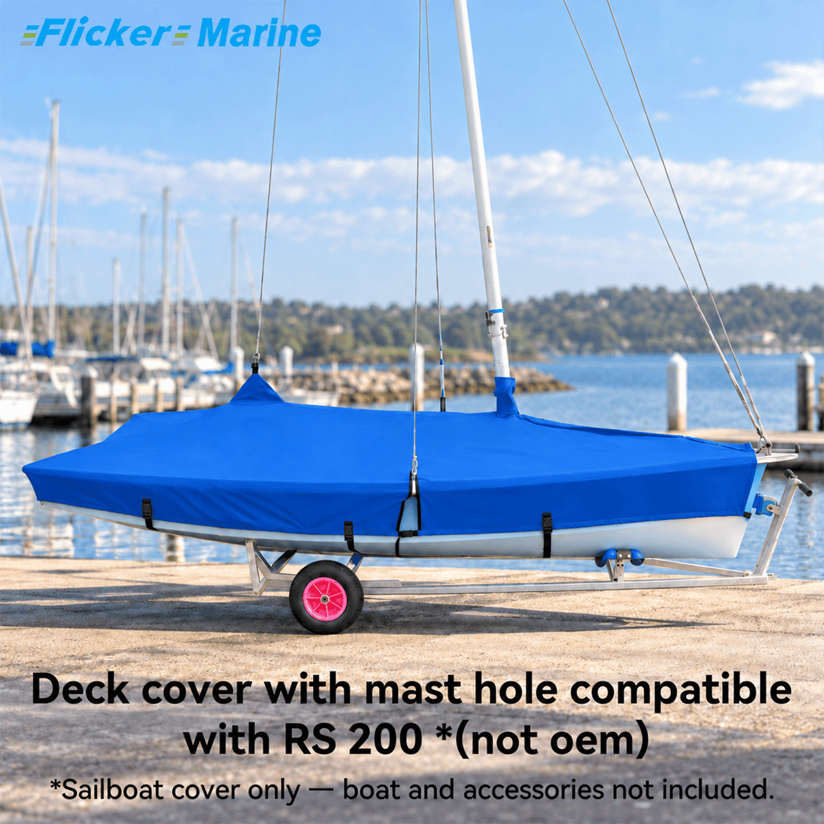 Flicker Marine Sailboat Deck Cover with Mast Hole, Polyester Waterproof Anti-UV, Compatible With RS 200 Sailboat, Multi Color Optional