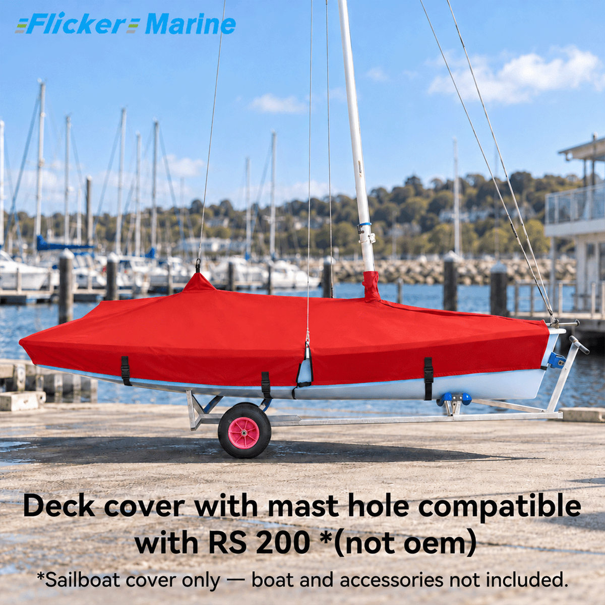 Flicker Marine Sailboat Deck Cover with Mast Hole, Polyester Waterproof Anti-UV, Compatible With RS 200 Sailboat, Multi Color Optional