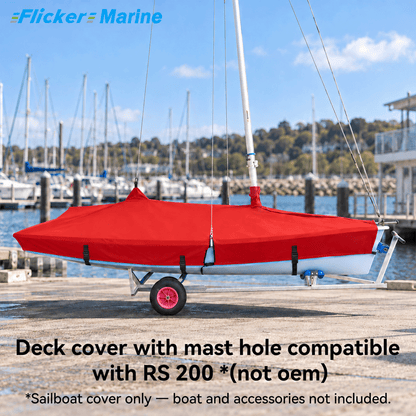 Flicker Marine Sailboat Deck Cover with Mast Hole, Polyester Waterproof Anti-UV, Compatible With RS 200 Sailboat, Multi Color Optional