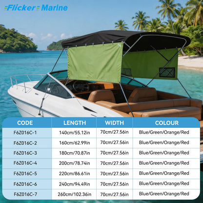 Bimini Side Shade Fabric Kit – 2 Side Fabric Panels for Boat Bimini Tops, Removable Side Shade Curtains