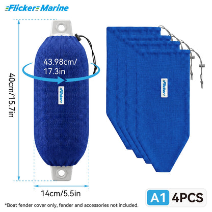 Acrylic Boat Fender Cover, Marine Fender Protector Sleeve, 3 Sizes, Royal Blue & Navy Blue, 2/4 Pack