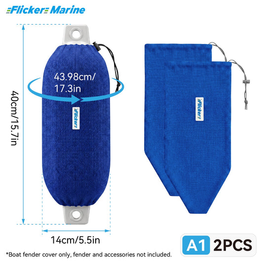 Acrylic Boat Fender Cover, Marine Fender Protector Sleeve, 3 Sizes, Royal Blue & Navy Blue, 2/4 Pack