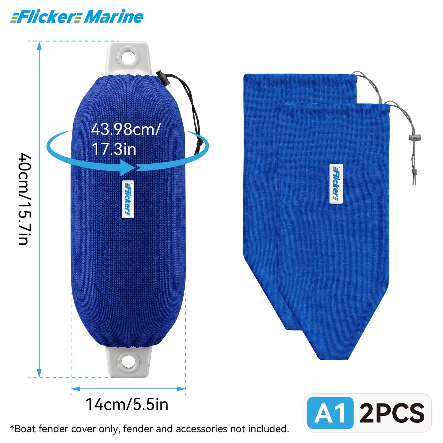 Acrylic Boat Fender Cover, Marine Fender Protector Sleeve, 3 Sizes, Royal Blue & Navy Blue, 2/4 Pack