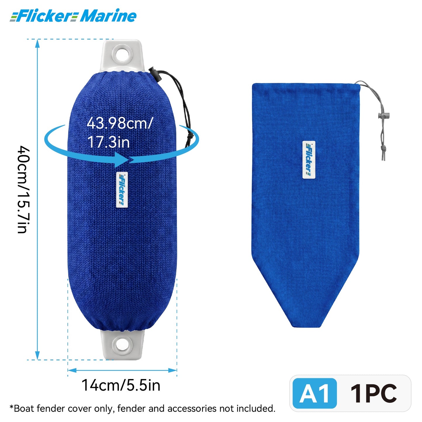 Acrylic Boat Fender Cover, Marine Fender Protector Sleeve, 3 Sizes, Royal Blue & Navy Blue, 2/4 Pack