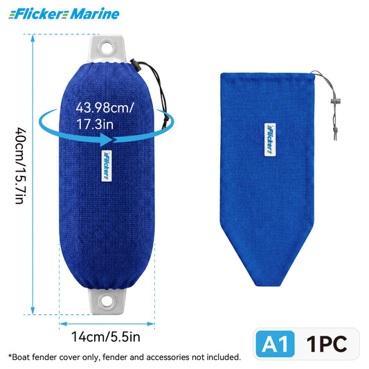 Acrylic Boat Fender Cover, Marine Fender Protector Sleeve, 3 Sizes, Royal Blue & Navy Blue, 2/4 Pack