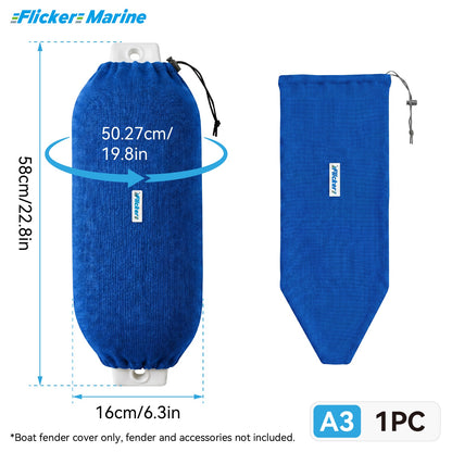 Acrylic Boat Fender Cover, Marine Fender Protector Sleeve, 3 Sizes, Royal Blue & Navy Blue, 2/4 Pack
