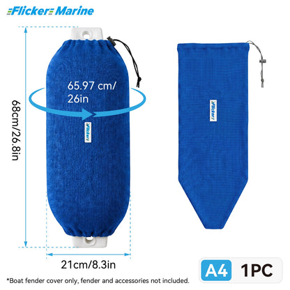 Acrylic Boat Fender Cover, Marine Fender Protector Sleeve, 3 Sizes, Royal Blue & Navy Blue, 2/4 Pack