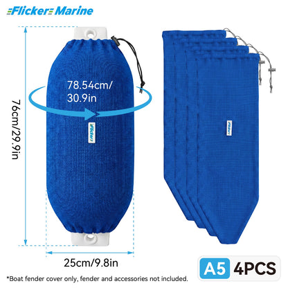 Acrylic Boat Fender Cover, Marine Fender Protector Sleeve, 3 Sizes, Royal Blue & Navy Blue, 2/4 Pack