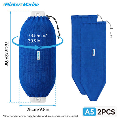 Acrylic Boat Fender Cover, Marine Fender Protector Sleeve, 3 Sizes, Royal Blue & Navy Blue, 2/4 Pack