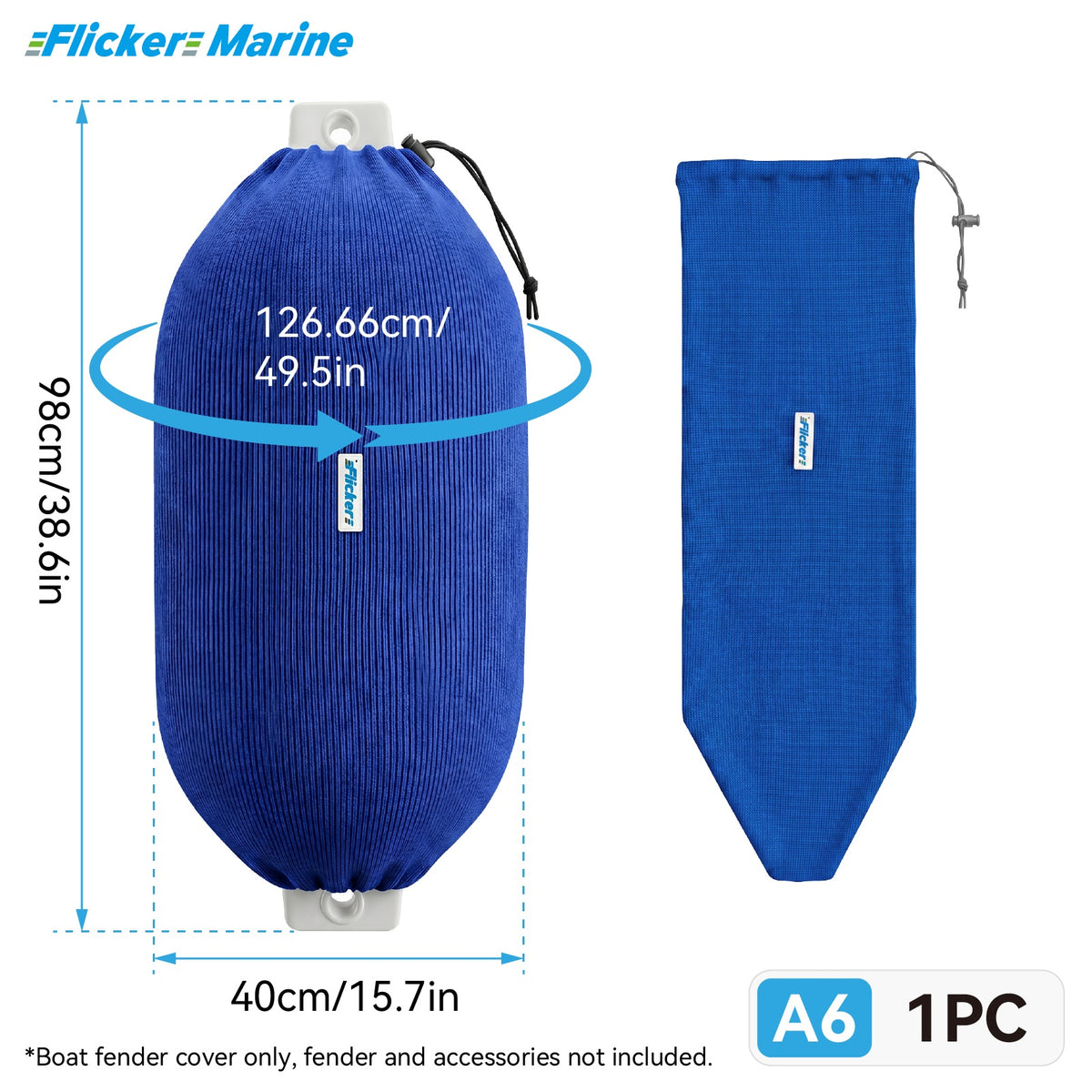 Acrylic Boat Fender Cover, Marine Fender Protector Sleeve, 3 Sizes, Royal Blue & Navy Blue, 2/4 Pack