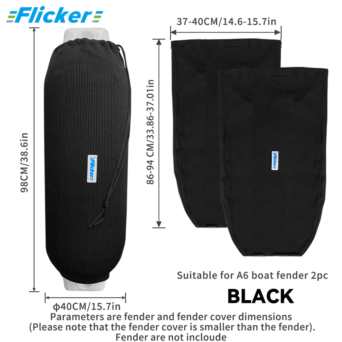 Acrylic Boat Fender Cover, Marine Fender Protector Sleeve, 3 Sizes, 2/4 Pack