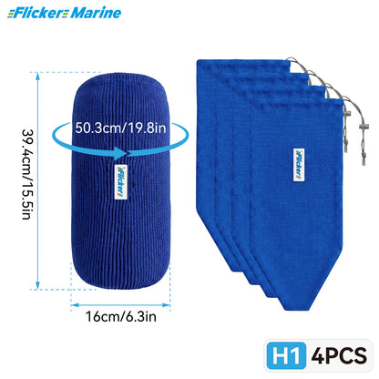 HTM Acrylic Boat Fender Cover, Marine Fender Protector Sleeve, 3 Sizes, 1/2/4 Pack