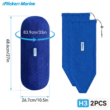 HTM Acrylic Boat Fender Cover, Marine Fender Protector Sleeve, 3 Sizes, 1/2/4 Pack