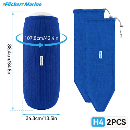 HTM Acrylic Boat Fender Cover, Marine Fender Protector Sleeve, 3 Sizes, 1/2/4 Pack