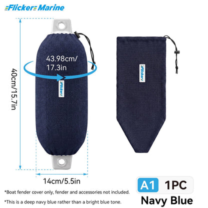 Acrylic Boat Fender Cover, Marine Fender Protector Sleeve, 3 Sizes, Royal Blue & Navy Blue, 2/4 Pack
