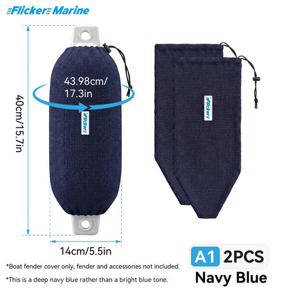 Acrylic Boat Fender Cover, Marine Fender Protector Sleeve, 3 Sizes, Royal Blue & Navy Blue, 2/4 Pack