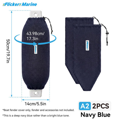 Acrylic Boat Fender Cover, Marine Fender Protector Sleeve, 3 Sizes, Royal Blue & Navy Blue, 2/4 Pack