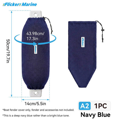Acrylic Boat Fender Cover, Marine Fender Protector Sleeve, 3 Sizes, Royal Blue & Navy Blue, 2/4 Pack