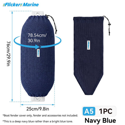 Acrylic Boat Fender Cover, Marine Fender Protector Sleeve, 3 Sizes, Royal Blue & Navy Blue, 2/4 Pack