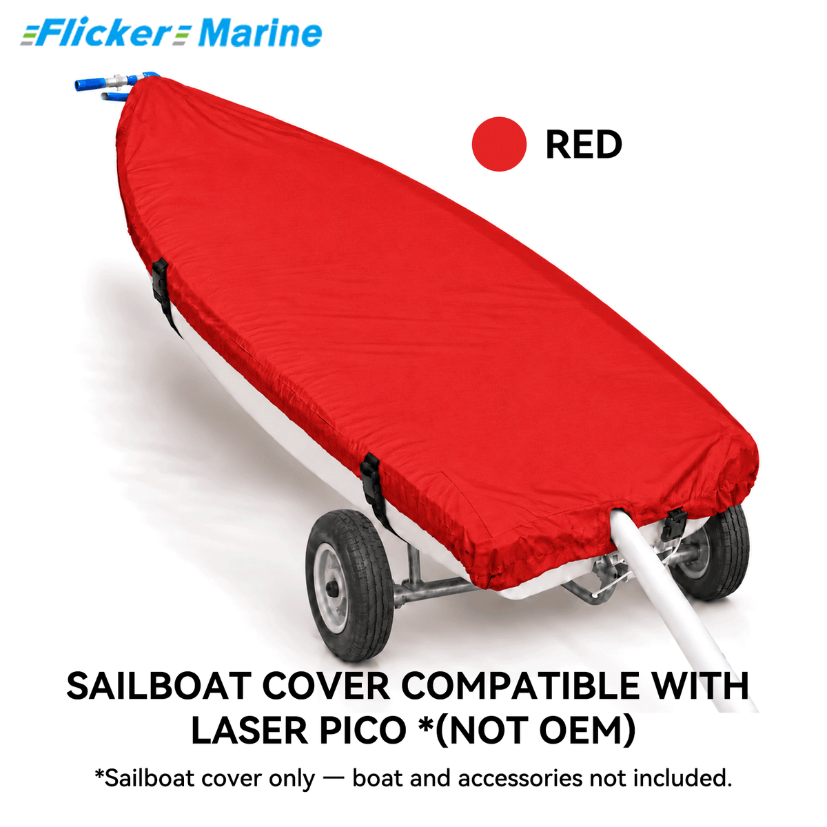Flicker Sailboat Cover Compatible With Laser Pico, Heavy Duty Waterproof UV Resistant Dinghy Boat Cover With Adjustable Buckle Straps, Multi Color Options