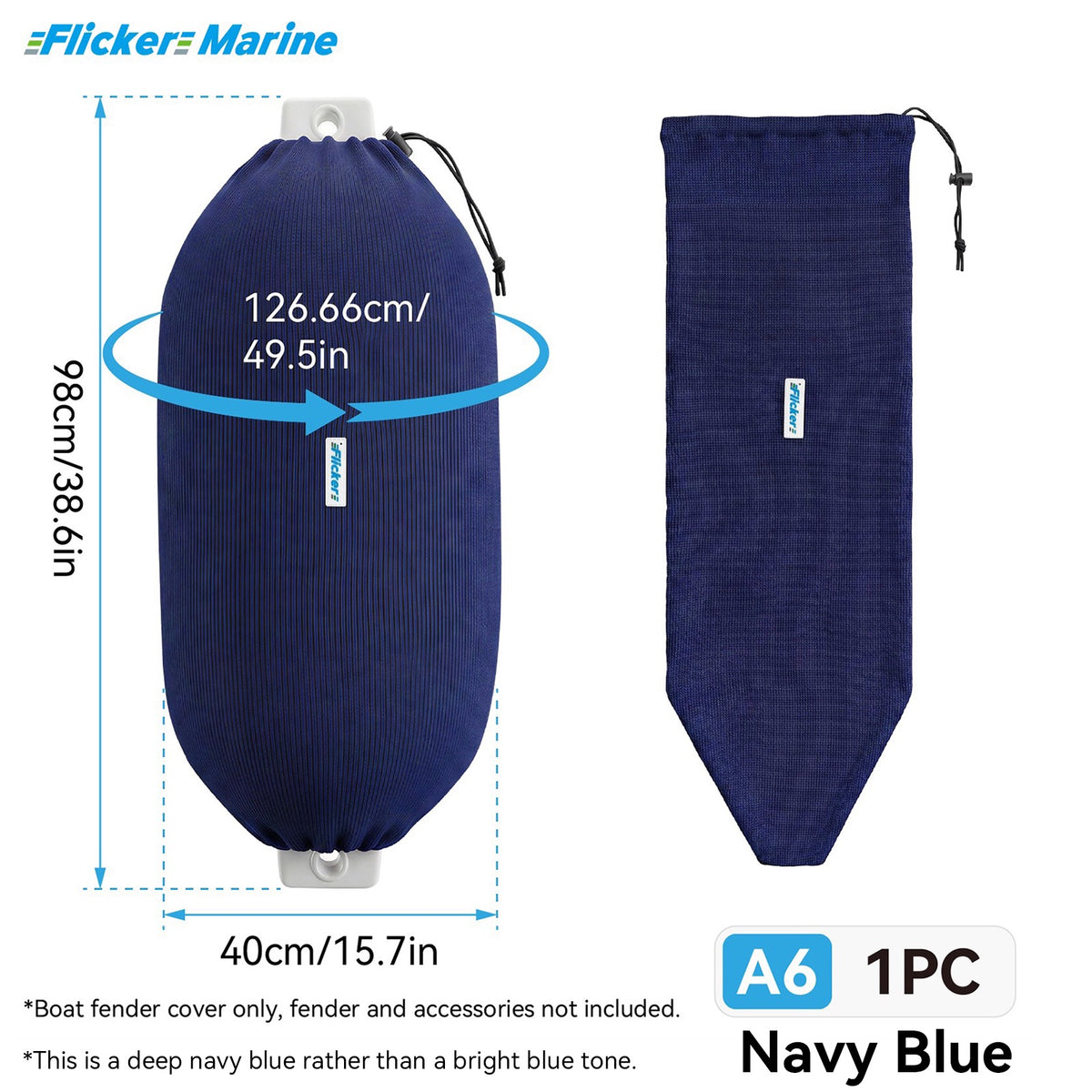 Acrylic Boat Fender Cover, Marine Fender Protector Sleeve, 3 Sizes, Royal Blue & Navy Blue, 2/4 Pack